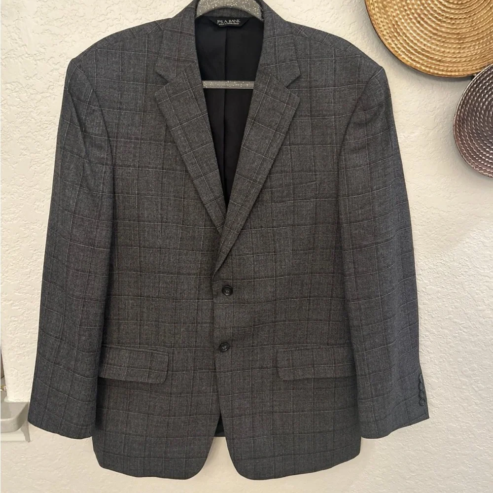 Jos. A.‎ Bank Comfort Stretch Slim Fit Plaid Knit Sportcoat 38R